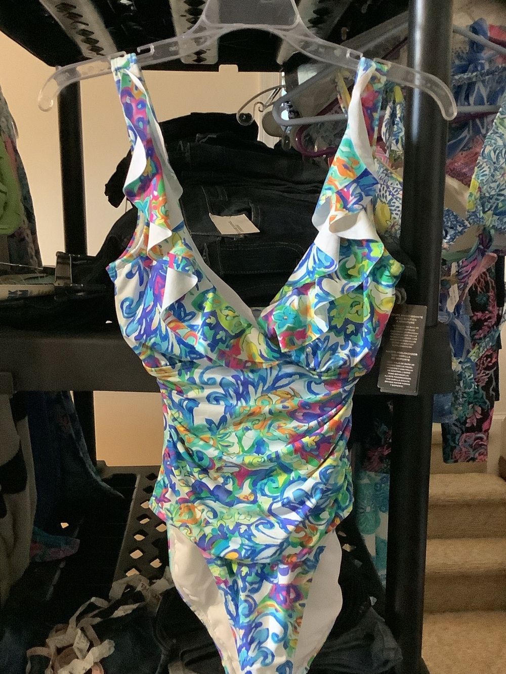 Lauren Ralph Lauren Multicolor Floral Ruffle One-Piece Swimsuit,8 - Picture 1 of 11